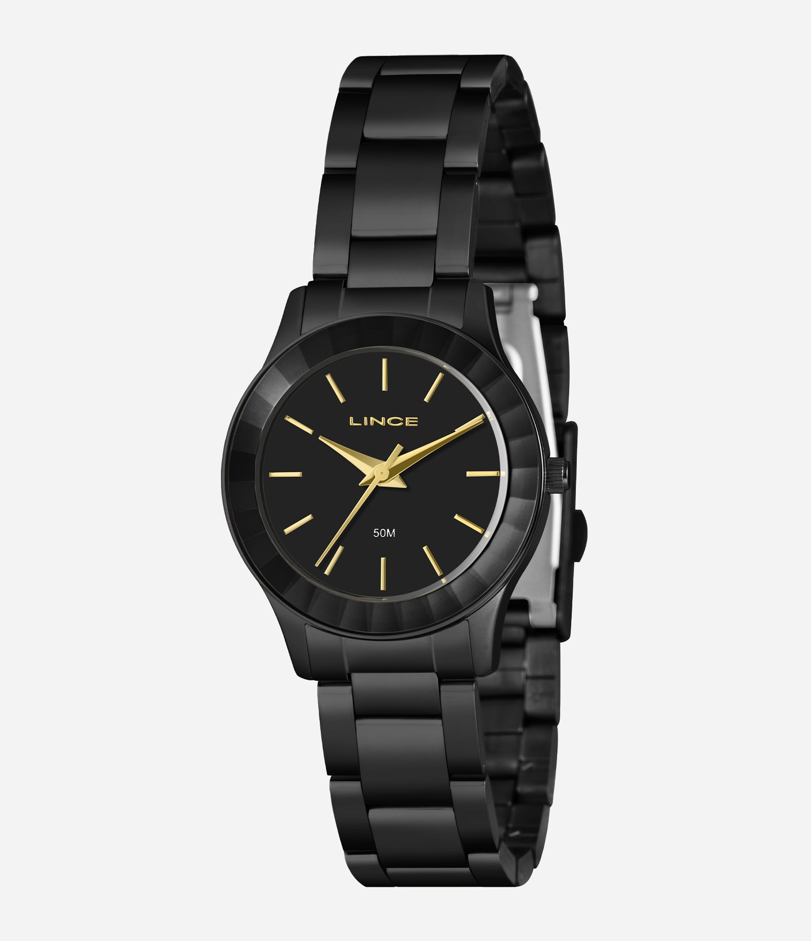 Relógio Feminino Lince Analógico com Caixa de Metal e Pulseira de Aço  Preto 1