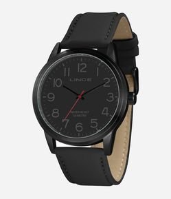 Relógio Lince Masculino Analógico com Caixa de Metal e Pulseira e Couro 