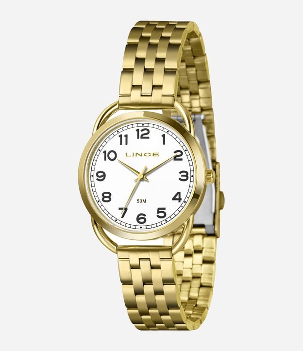 Relógio Feminino Lince Analogico com Caixa e Pulseira de Metal  Dourado 1