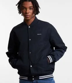 Jaqueta Bomber College com Lettering Bonheur & Co.