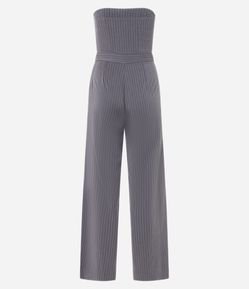 Macacão Alfaiatado com Transpasse na Perna e Estampa Risca de Giz