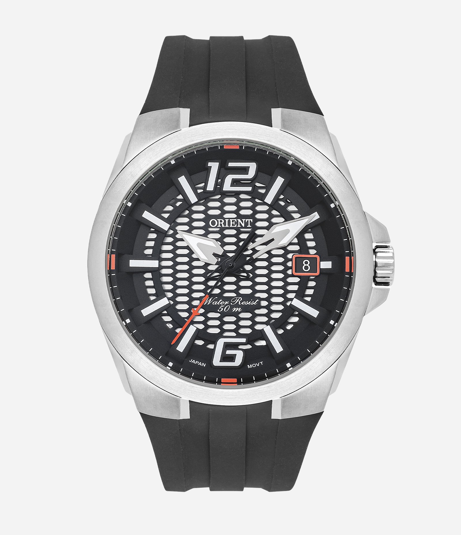 Relógio Masculino Orient Analogico com Caixa de Aço e Pulseira de Silicone Preto 1