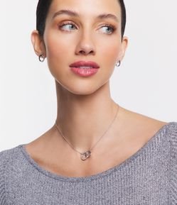 Conjunto de Brinco e Colar com Argolas com Strass