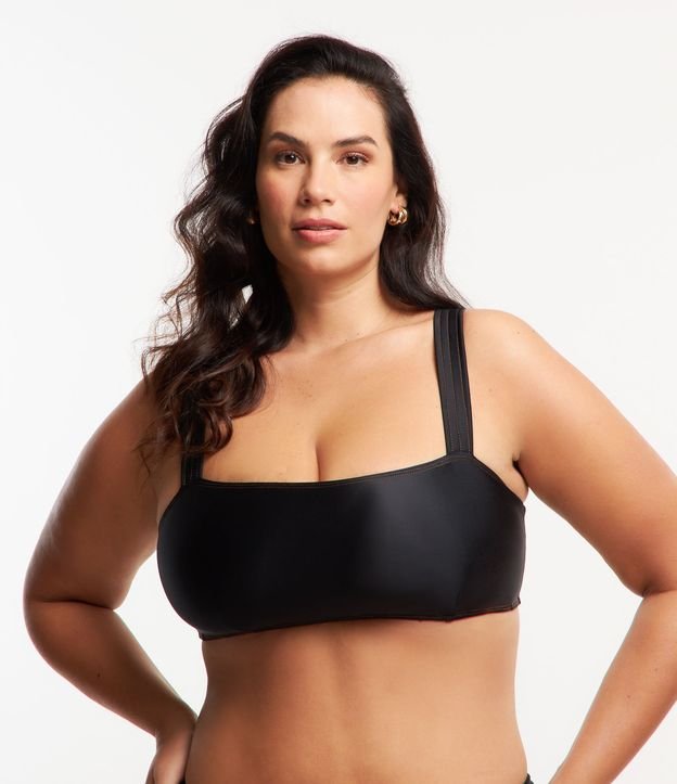 Biquíni Top Reto em Poliamida com Costura Contrastante Curve & Plus Size