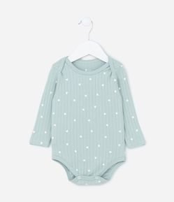 Body Longo Infantil com Estampa de Corações - Tam 0 a 18 meses