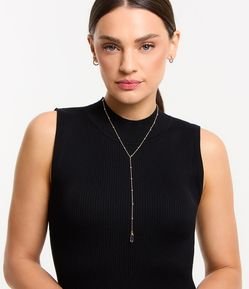 Conjunto Colar Gravata com Cristal e Brincos Meia Argola