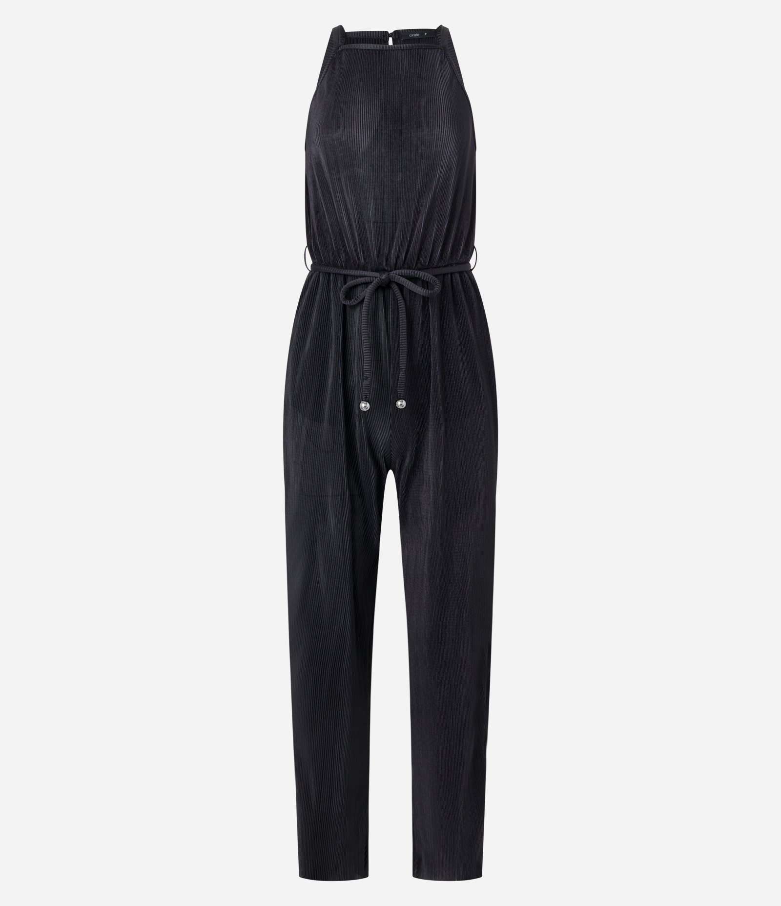 Macacão com Amarração na Cintura e Textura Plissada Preto 6