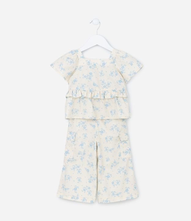 Conjunto Infantil em Crepe com Babados e Bolsos - Tam 1 A 5 Anos