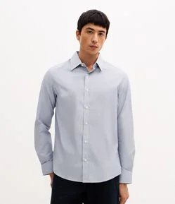 Camisa em Tricoline com Padronagem Xadrez Grid