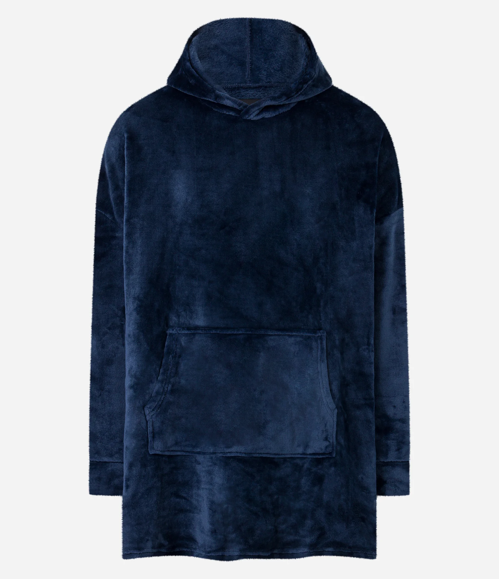 Pijama Blusão Oversized em Fleece com Capuz e Bolso Canguru Azul Marinho 4