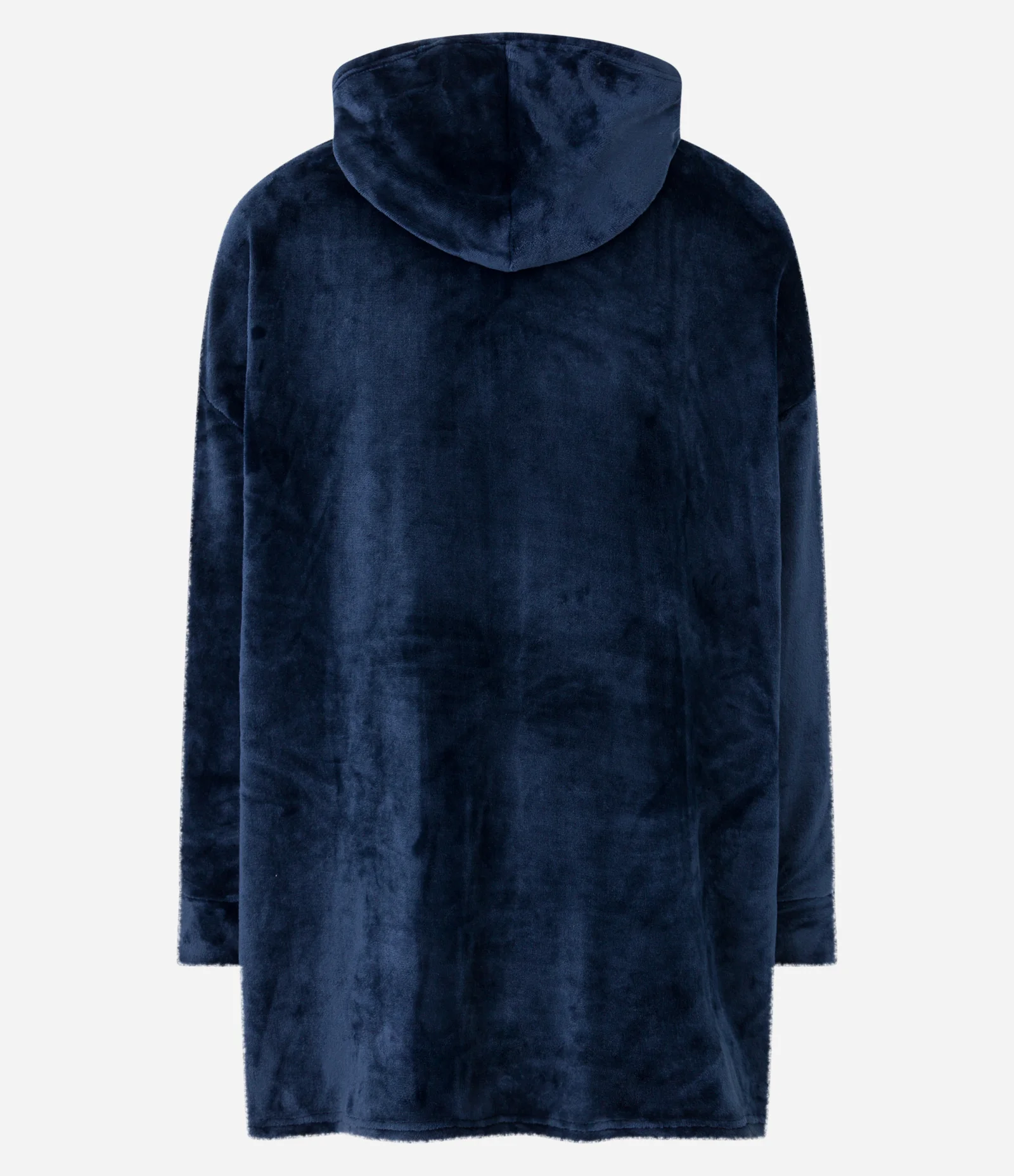 Pijama Blusão Oversized em Fleece com Capuz e Bolso Canguru Azul Marinho 6