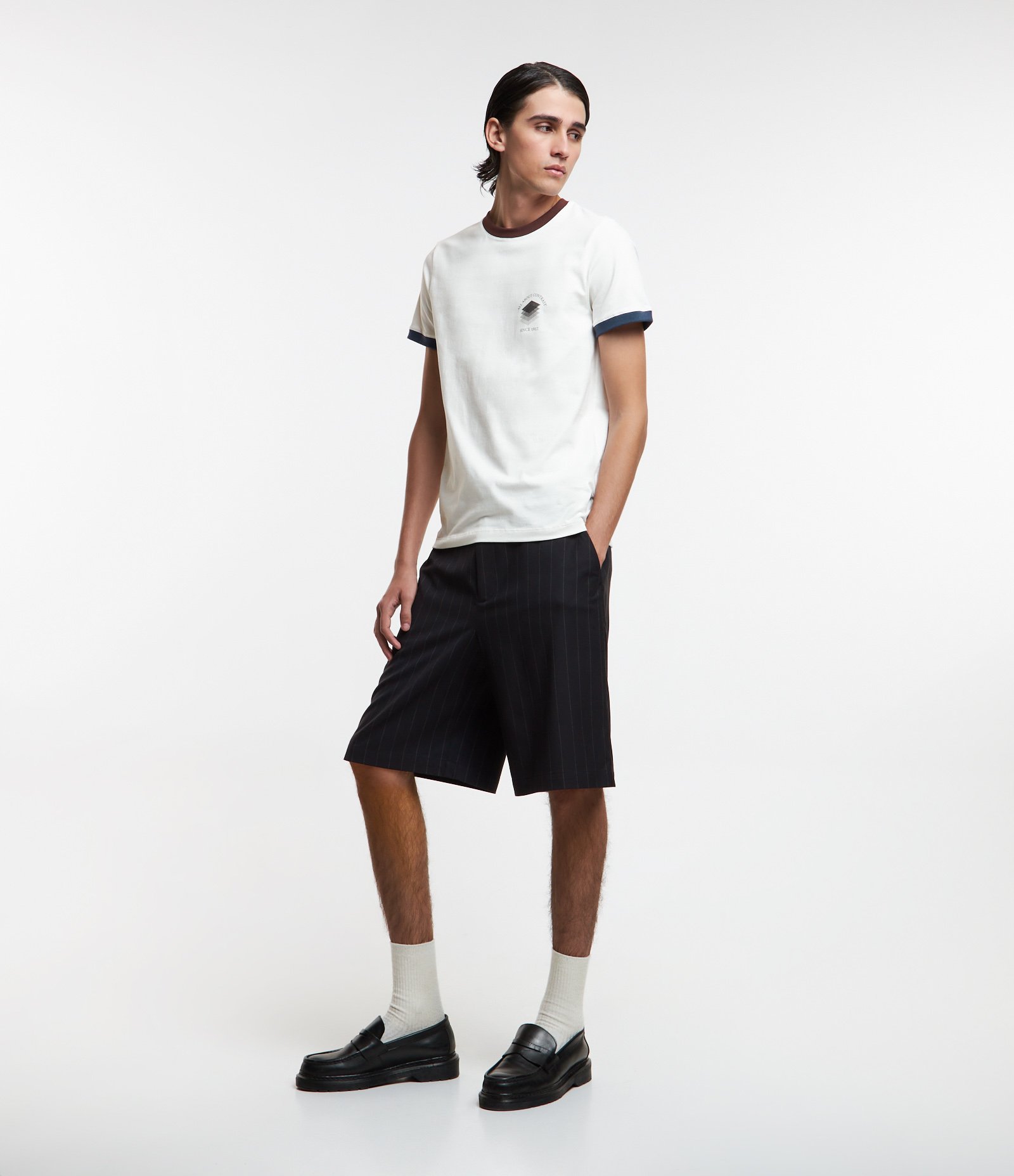 Camiseta em Algodão com Contraste na Gola e Manga Branco Neve 2