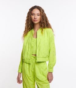 Jaqueta Bomber em Laise com Textura Paisley