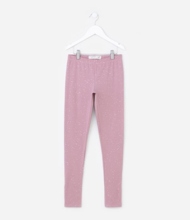 Calça Legging Infantil em Cotton com Glitter Holográfico - Tam 5 a 14 Anos