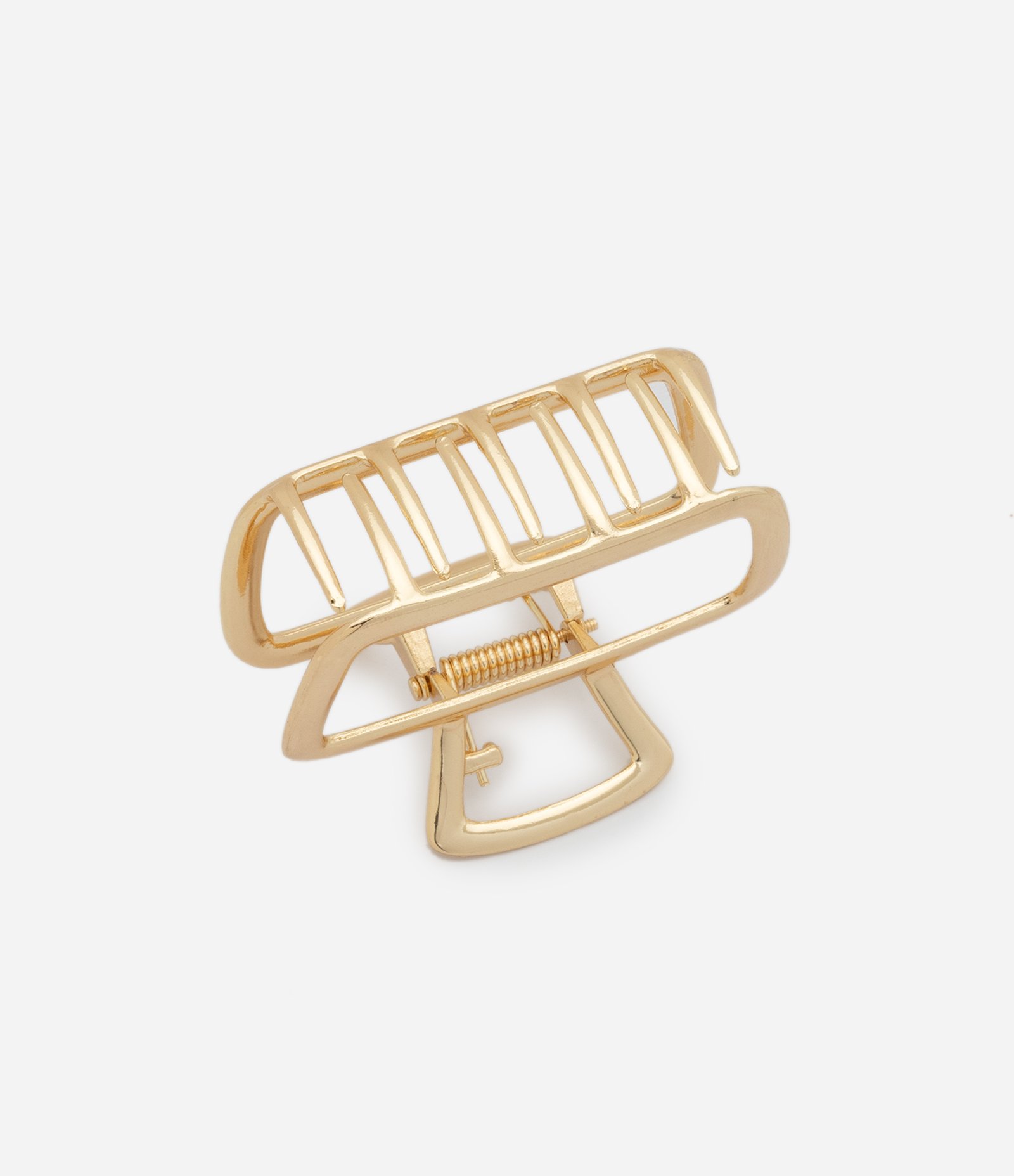 Piranha de Cabelo Média com Formato Retangular Vazada Dourado 2