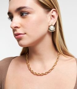 Conjunto Colar e Brinco Triangular com Banho Misto