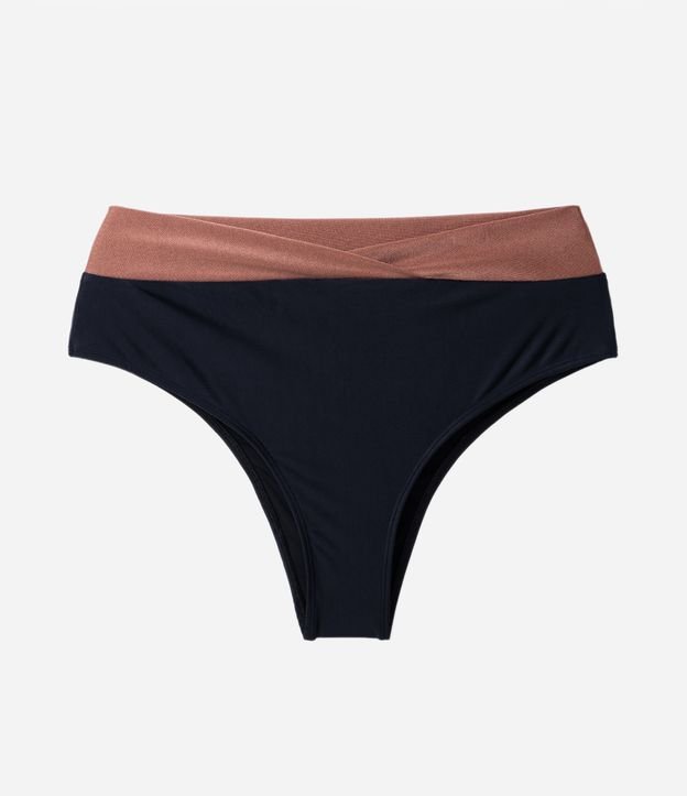 Biquíni Calcinha Hot Pants em Microfibra Leve Bicolor com Cós Transpassado Curve & Plus Size Preto/Marrom Cobre 5
