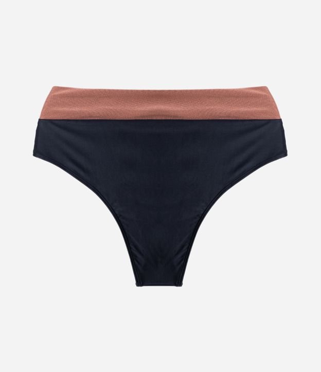 Biquíni Calcinha Hot Pants em Microfibra Leve Bicolor com Cós Transpassado Curve & Plus Size Preto/Marrom Cobre 6