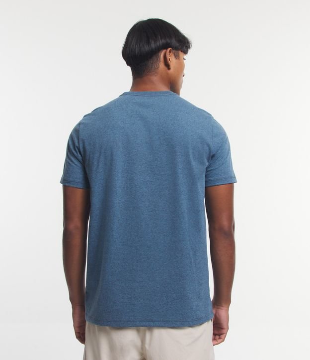 Camiseta Regular em Meia Malha com Estampa Círculo com Montanha Azul 3
