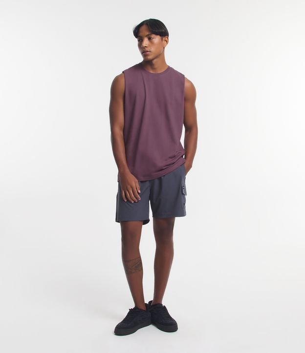 Bermuda de Banho em Ripstop com Bolso Cargo Lateral