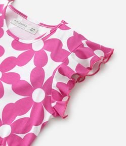 Vestido Infantil Manga Curta com Estampa Floral - Tam 5 a 14 anos