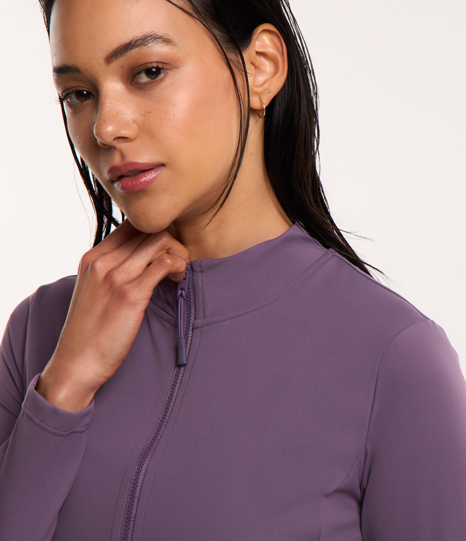 Jaqueta Esportiva em Microfibra com Bolsos e Golinha Alta Roxo 1