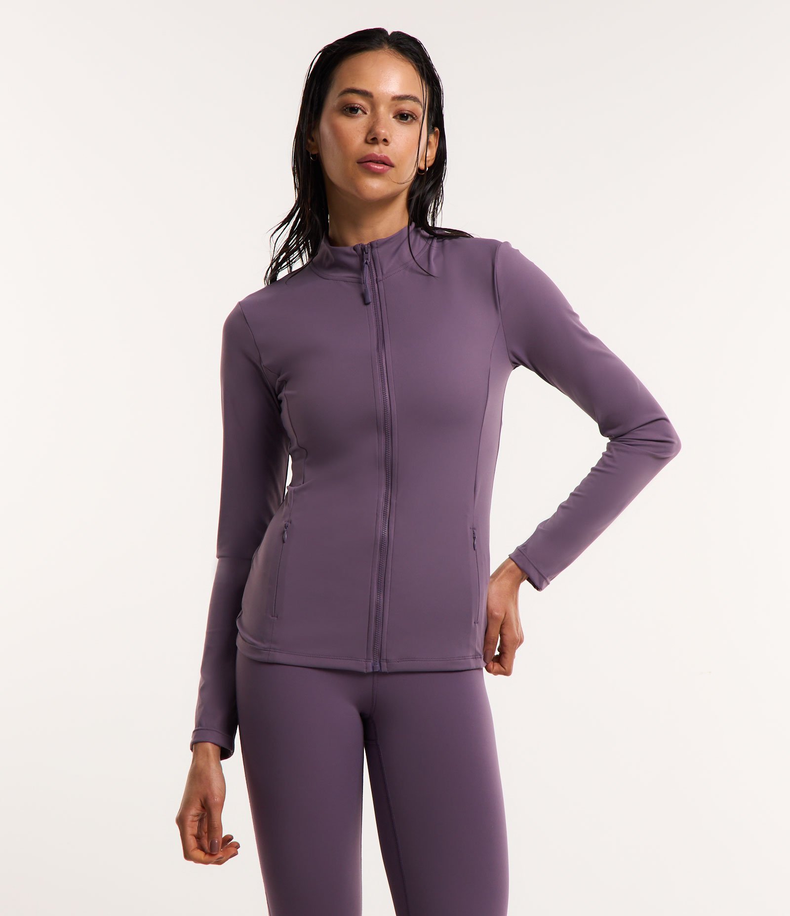 Jaqueta Esportiva em Microfibra com Bolsos e Golinha Alta Roxo 2