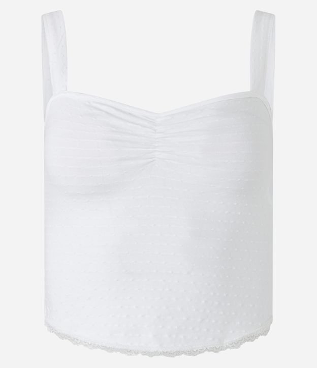 Blusa de Alça em Algodão com Detalhe de Rendinha Branco 5
