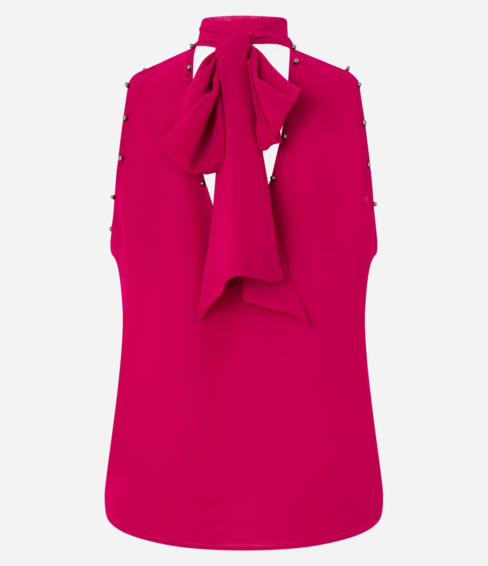 Blusa em Chiffon com Tachinha e Amarração na Gola Vermelho 8