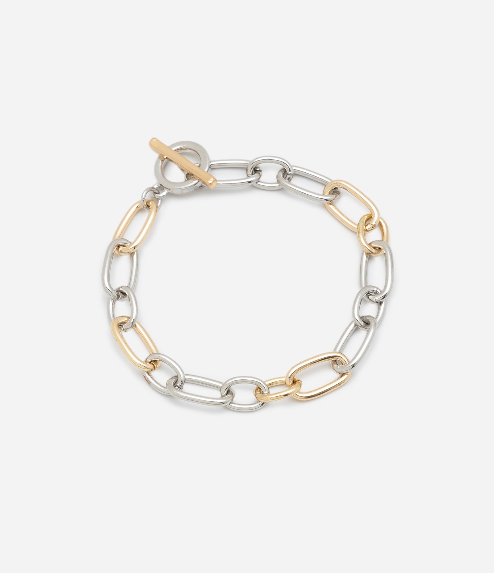 Pulseira Metal em Corrente com Super Elos e Bicolor Prata/Dourado 2