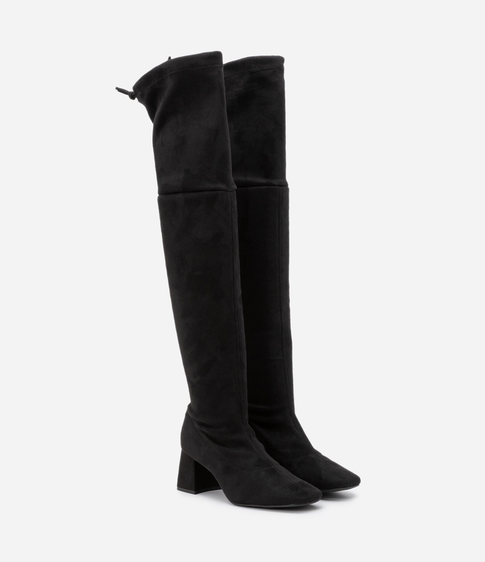 Bota Cano Alto com Ajuste e Textura Preto 4