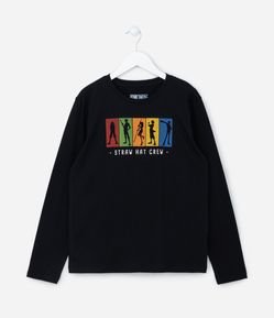 Camiseta Infantil Manga Longa com Estampa do One Piece - Tam 5 a 14 anos