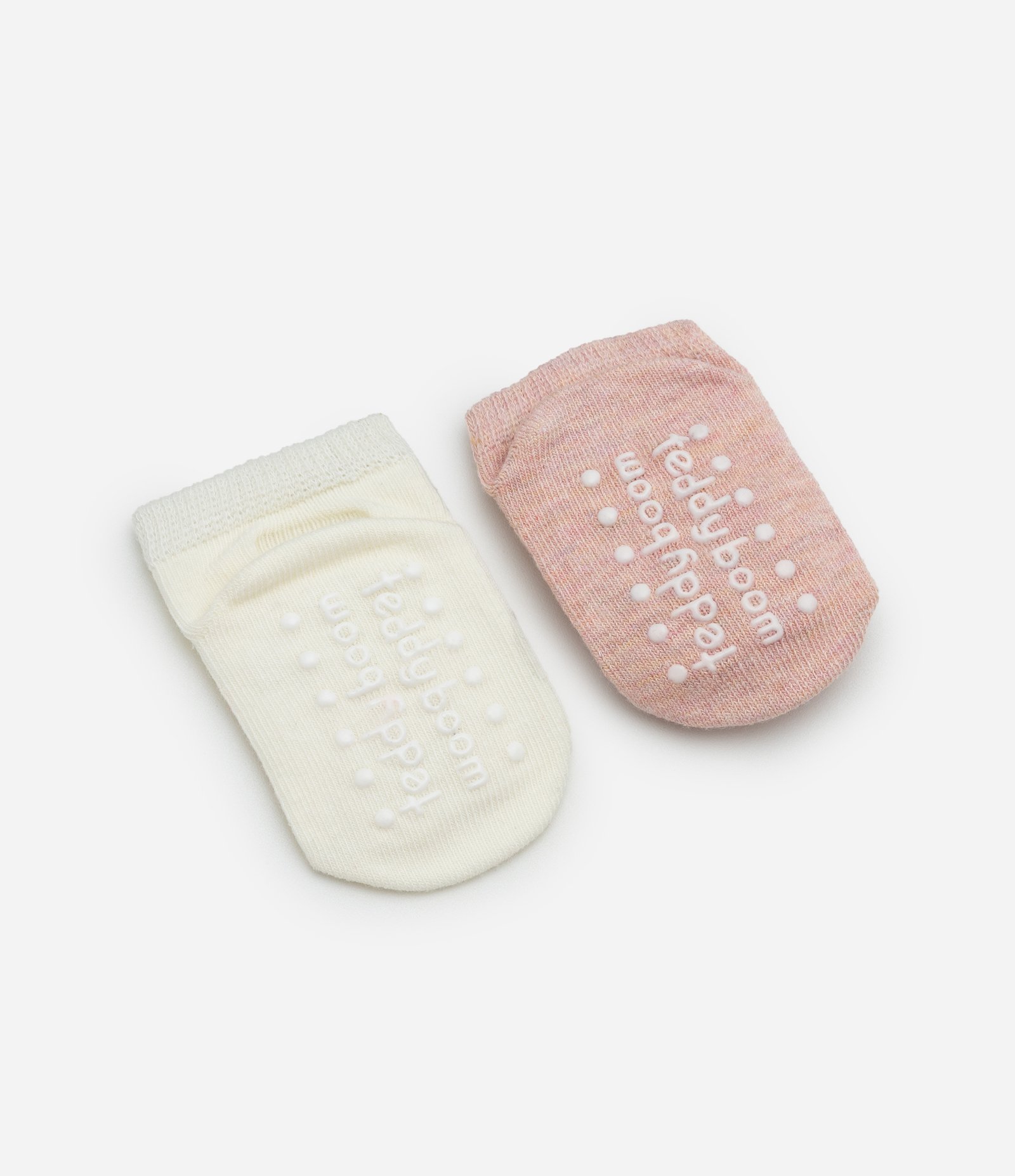 Kit 02 Meias Infantis com Flor e Coração em 3D - Tam 0 a 12 meses Rosa/Off White 2