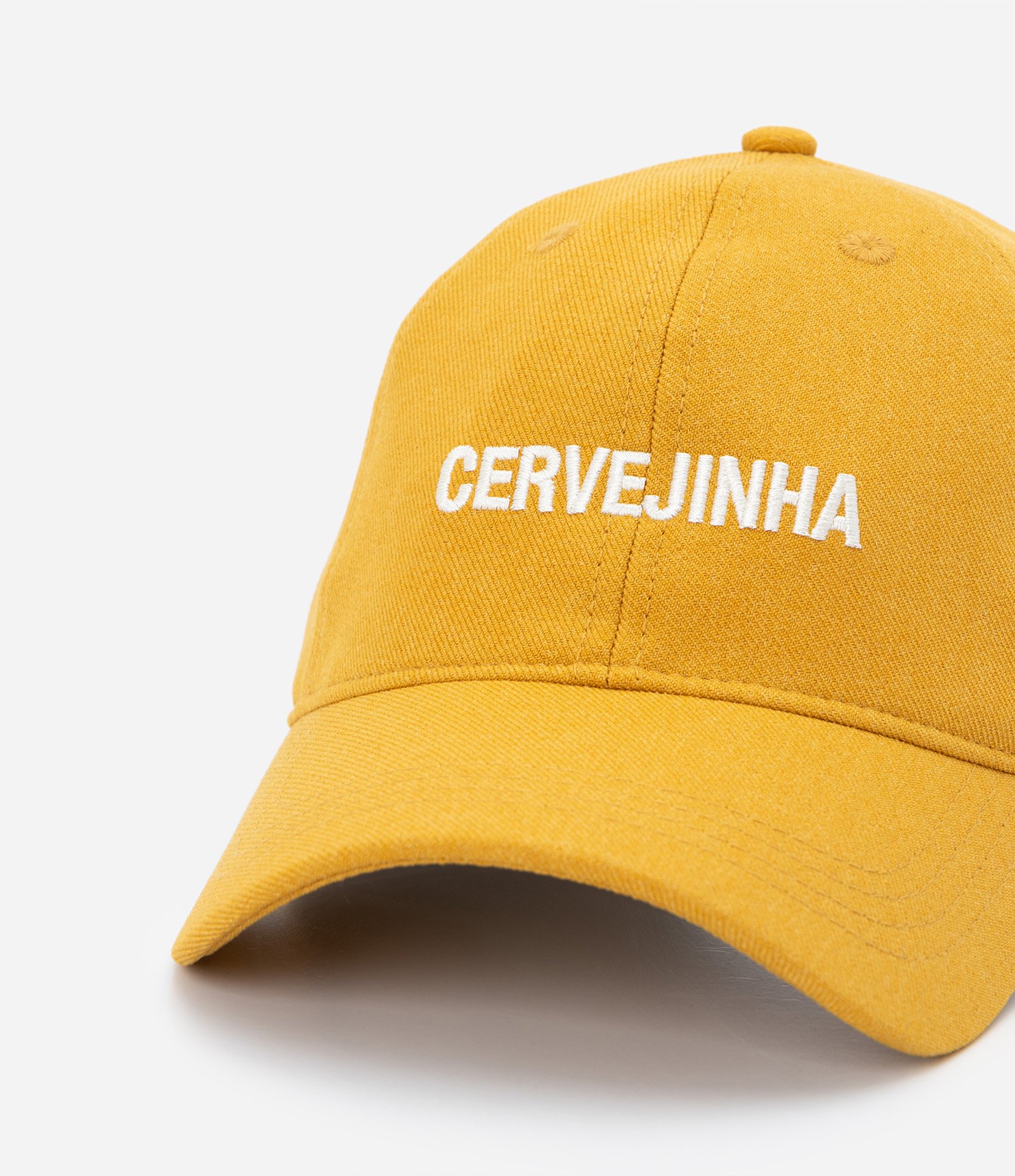 Boné em Sarja com Aba Curva e Bordado Cervejinha Amarelo 5