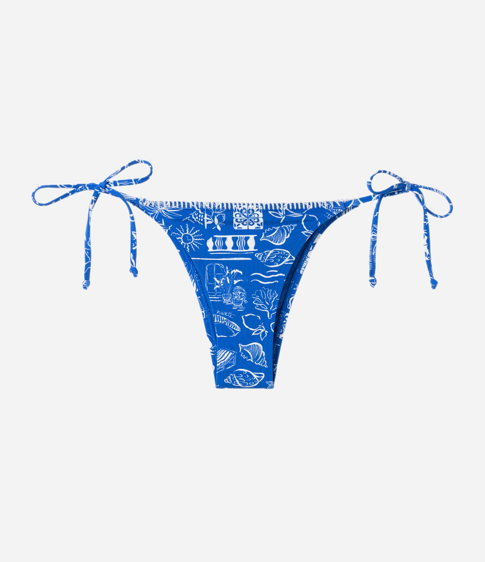 Biquíni Calcinha Lacinho em Microfibra com Estampa Tropical Azul 5