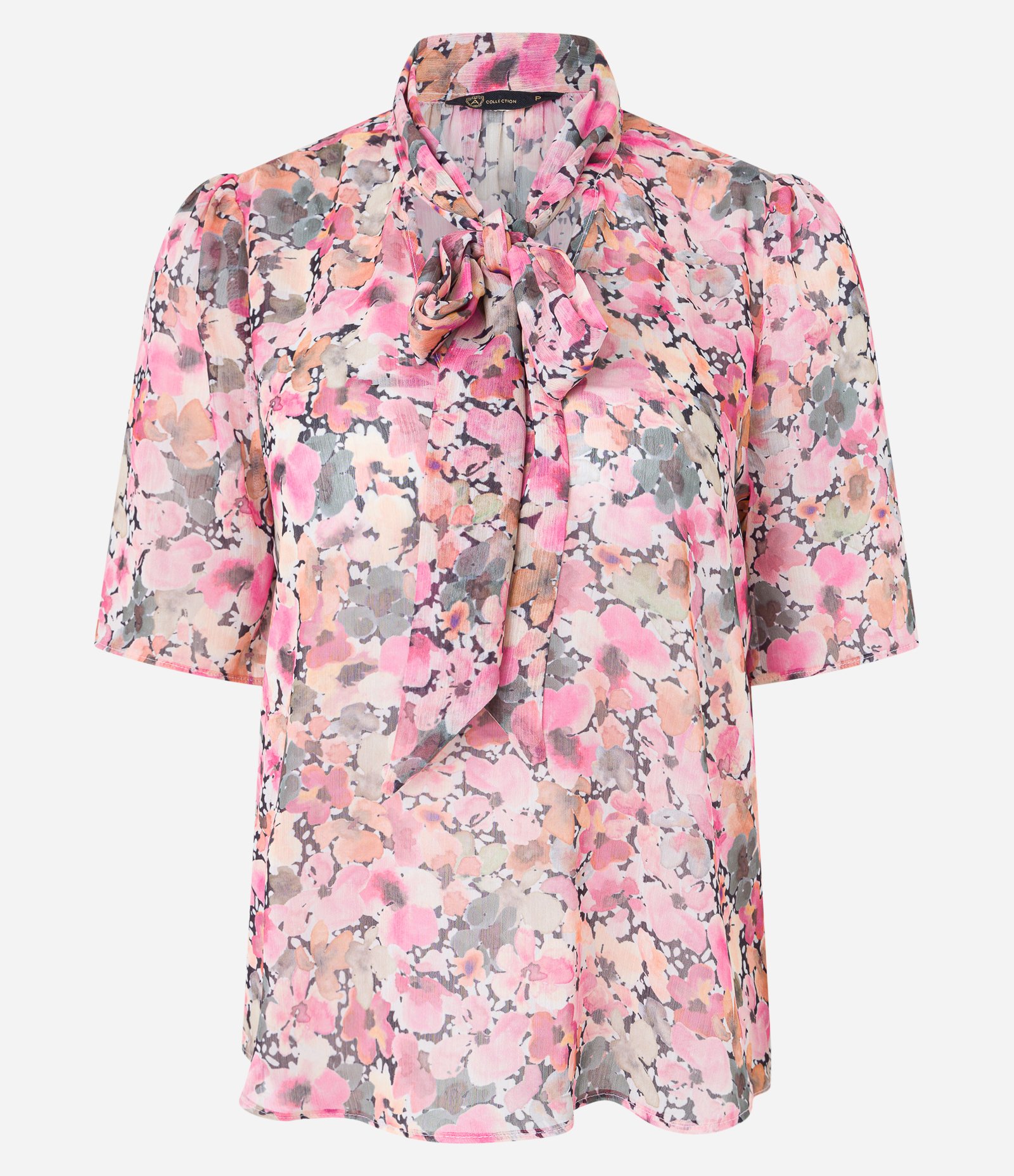 Blusa em Chiffon com Laço na Gola e Estampa Floral Multicores 4