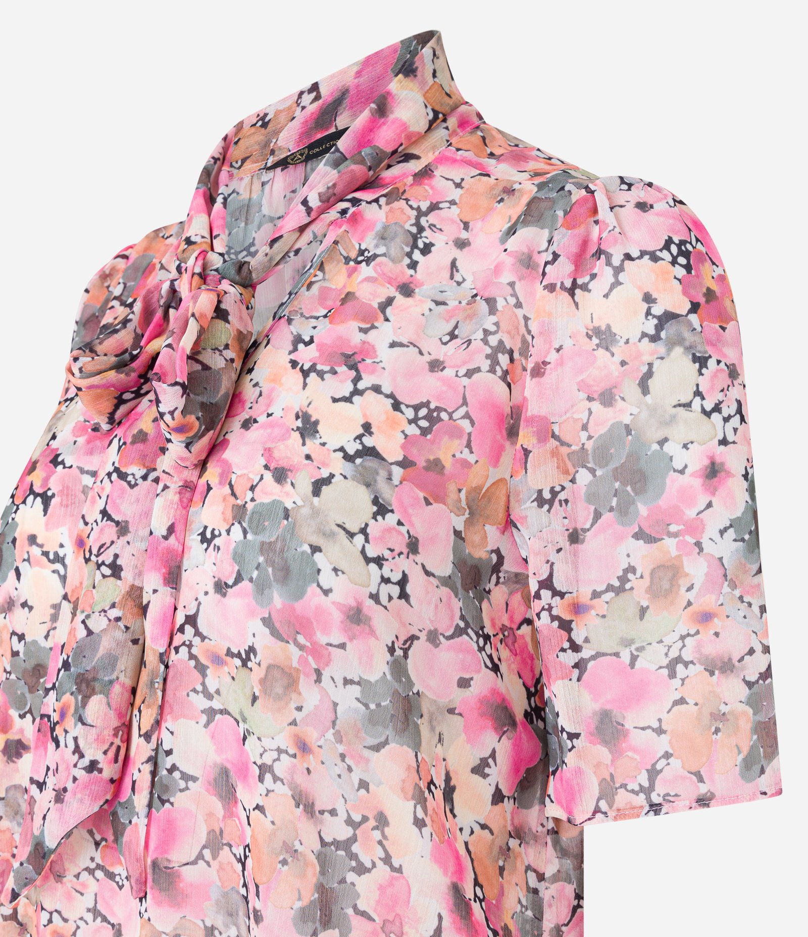 Blusa em Chiffon com Laço na Gola e Estampa Floral Multicores 5