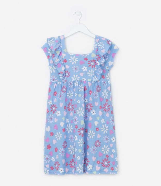 Vestido Infantil Texturizado com Babados - Tam 5 a 14 Anos