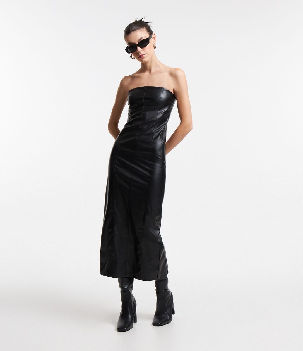 Vestido Tomara Que Caia Vestido Imitando Jeans Vestido New Midi Em - Main Image