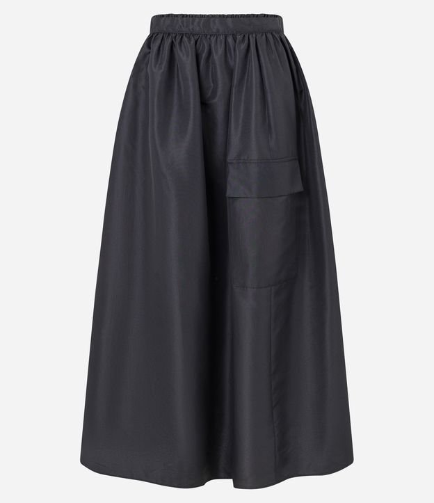 Saia Midi com Cós Elástico nas Costas e Bolso Frontal
