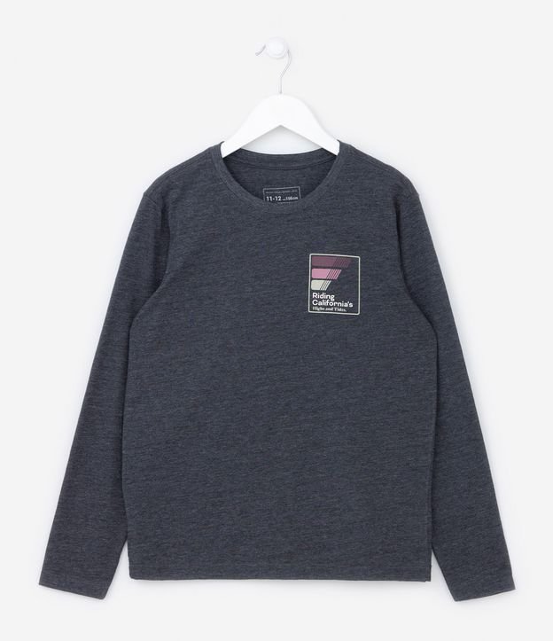 Camiseta Infantil com Estampa Lettering no Peito - Tam 5 a 14 anos