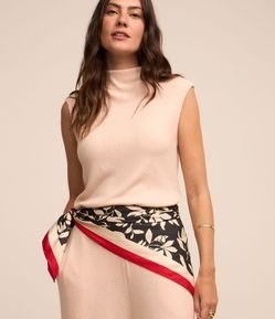 Blusa Sem Manga em Ribana com Golinha Alta