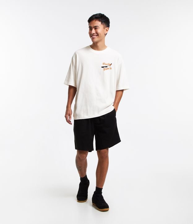 Camiseta Boxy em Meia Malha com Estampa Frente e Costas Charlie Brown Jr