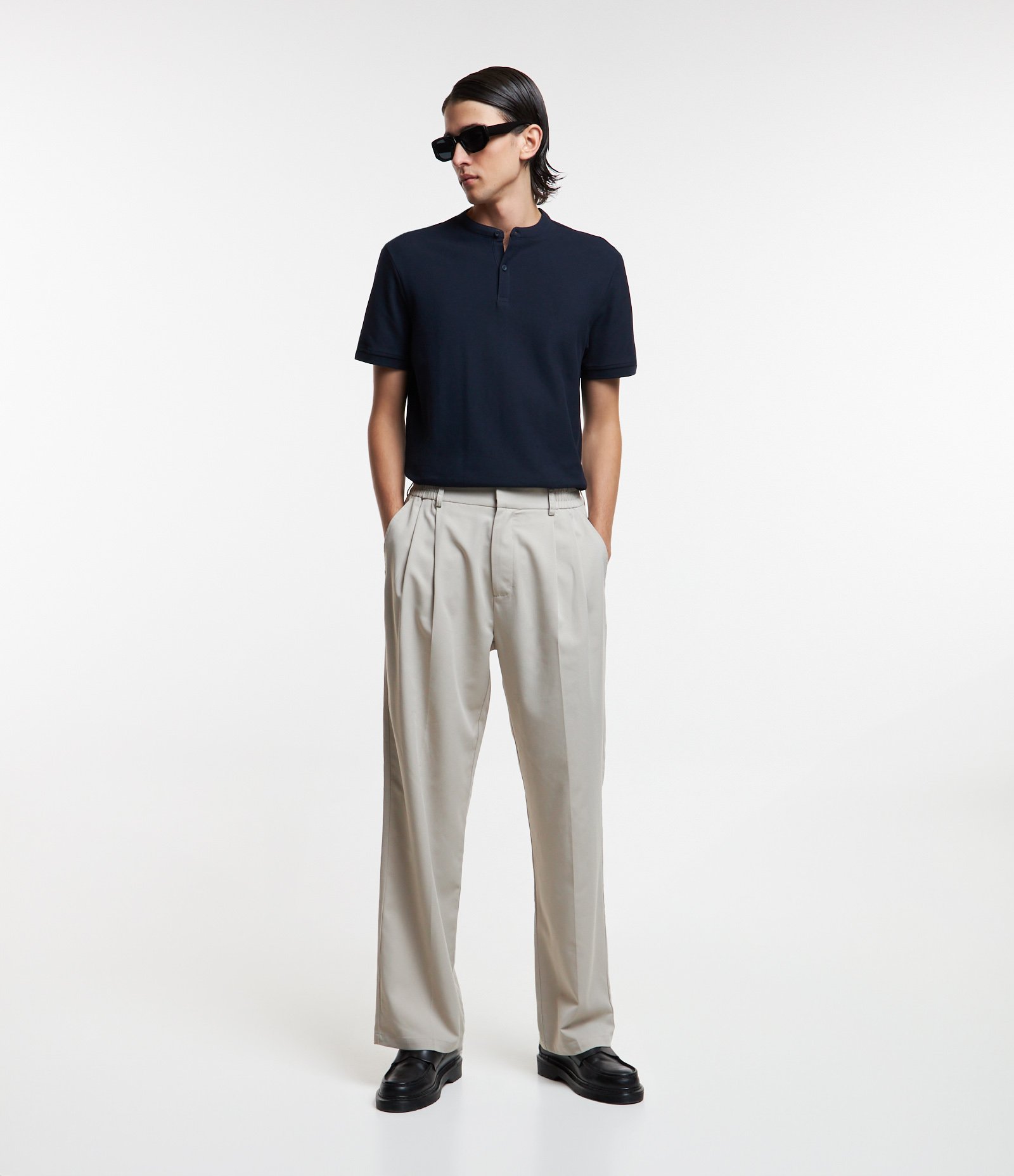 Camisa Polo Slim em Piquet Texturizado Azul Marinho 2