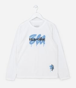 Camiseta Infantil em Algodão Estampa Grafite - Tam 5 a 14 anos
