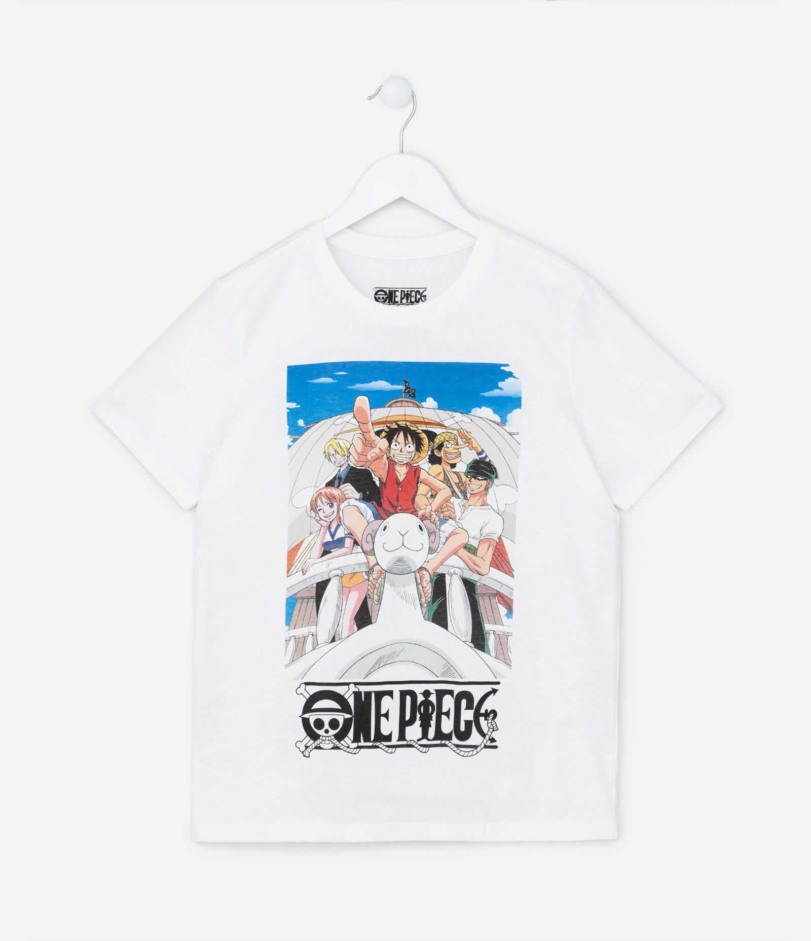 Camiseta Infantil com Estampa do One Piece - Tam 5 a 14 anos Branco 1
