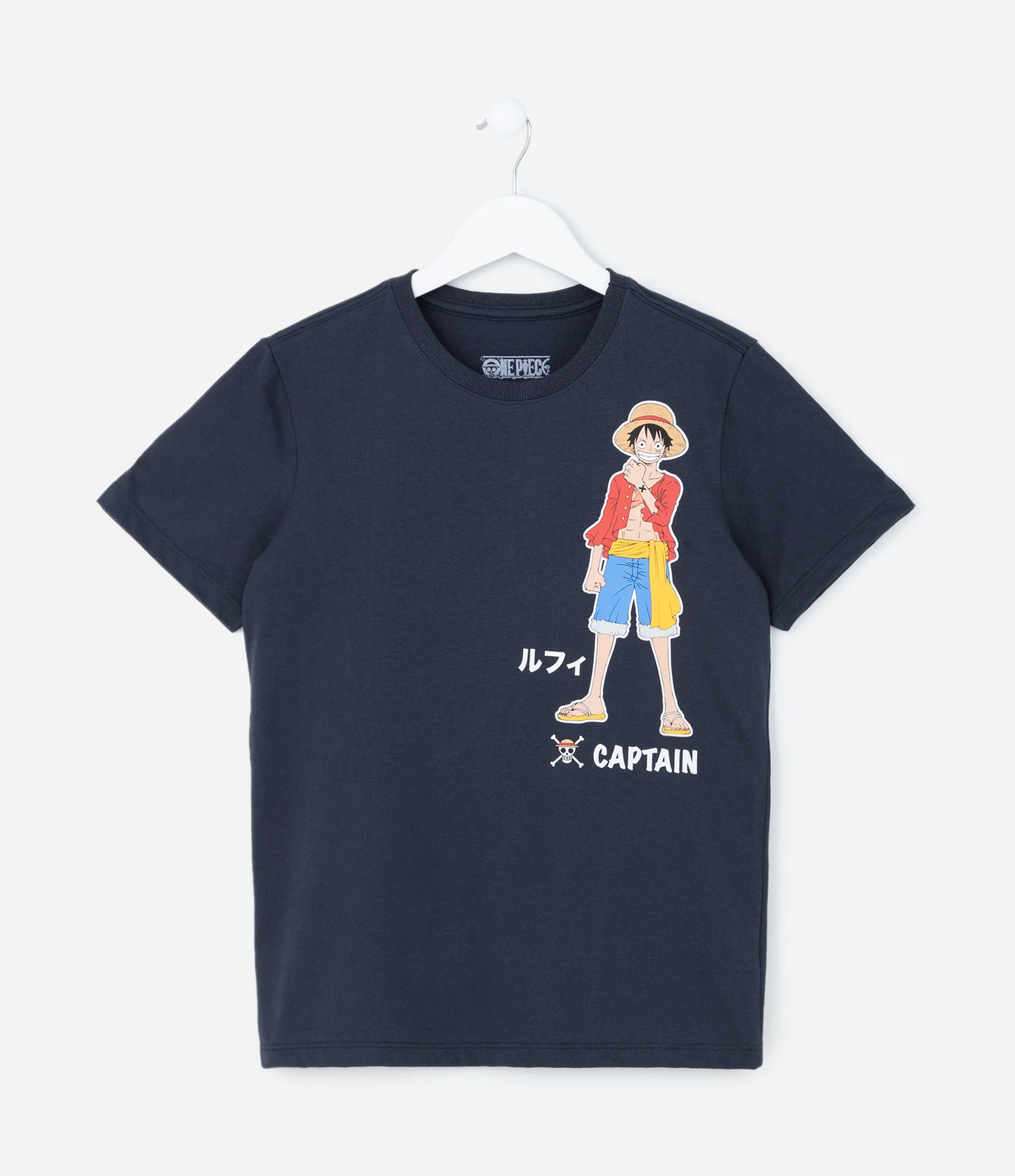 Camiseta Infantil com Estampa do Captain do One Piece - Tam 5 a 14 anos Cinza Azulado 1