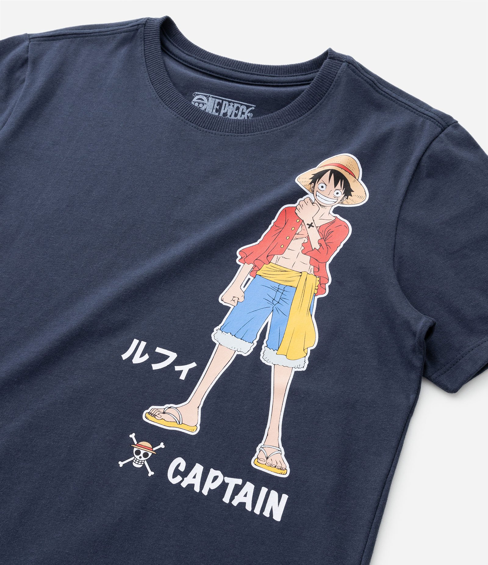 Camiseta Infantil com Estampa do Captain do One Piece - Tam 5 a 14 anos Cinza Azulado 5