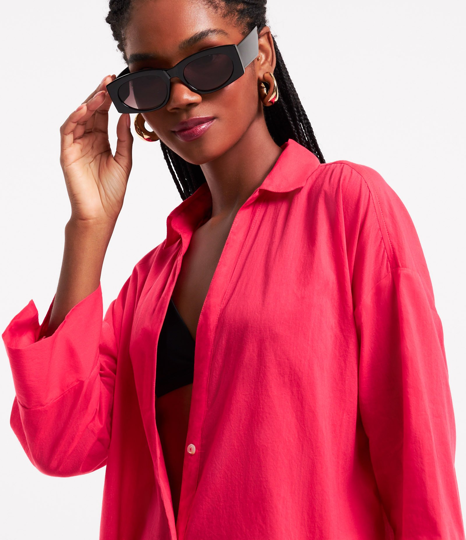 Saída de Praia Camisa em Voal com Mangas 3/4 4