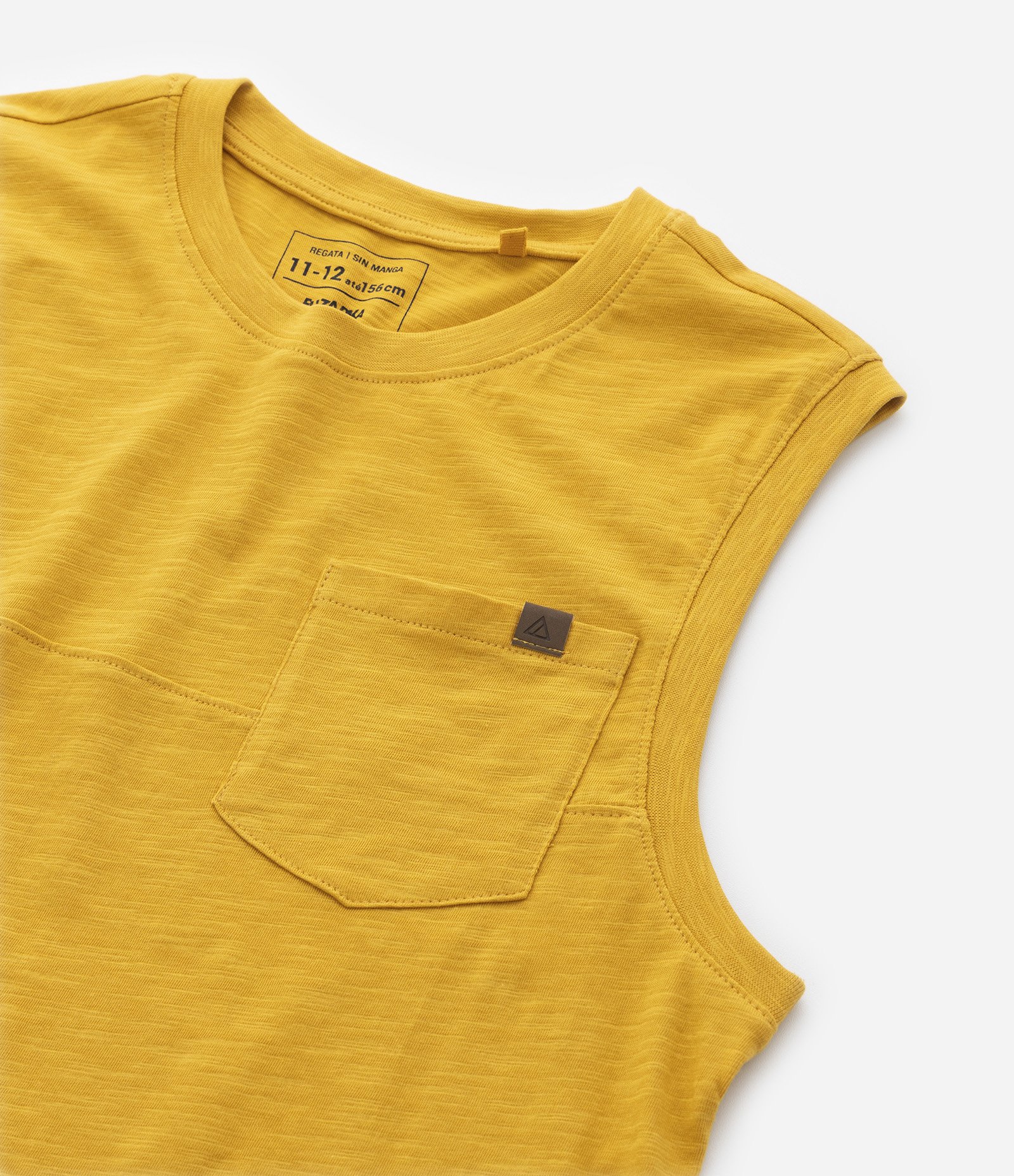 Regata Infantil em Flamê com Bolsinho - Tam 5 a 14 Anos Amarelo 5